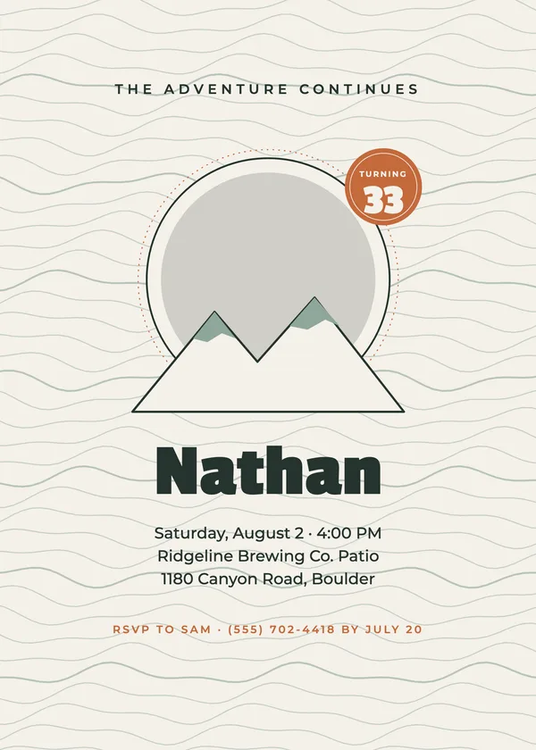 Summit — Adult Classics birthday invitation with a photo window