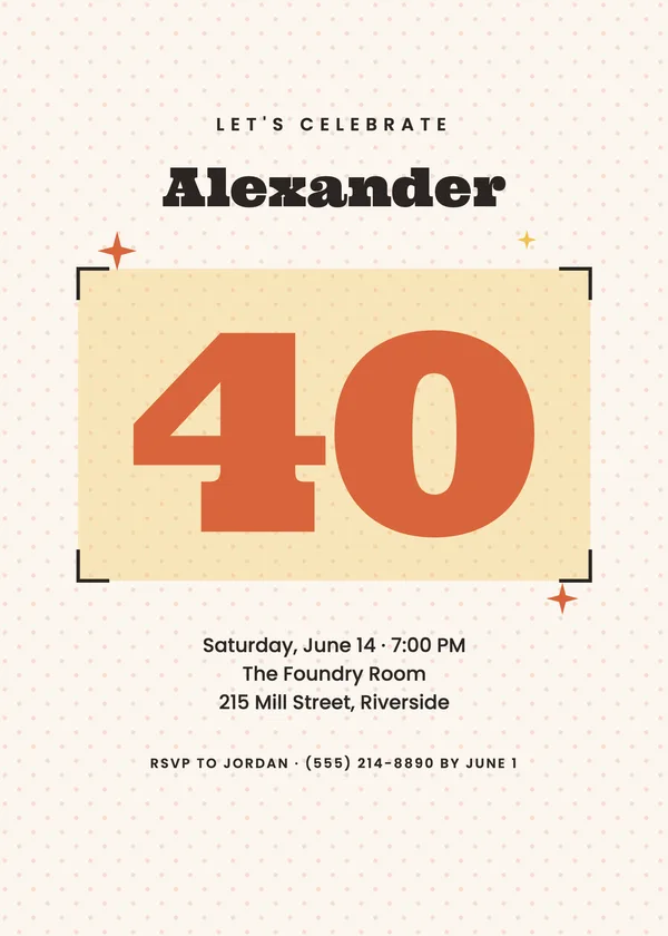 Block Numeral — Big Number birthday invitation