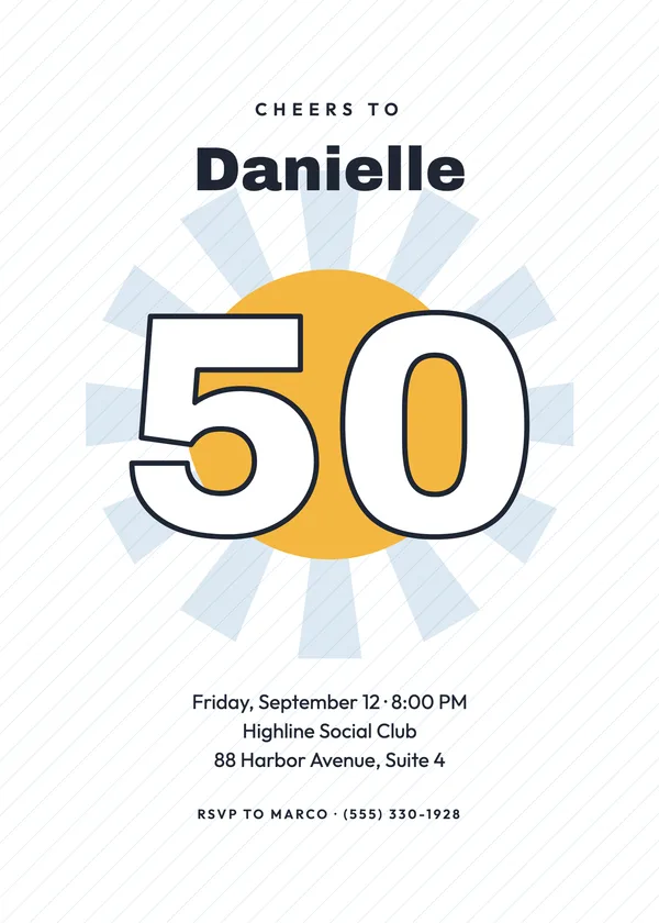 Outline Numeral — Big Number birthday invitation