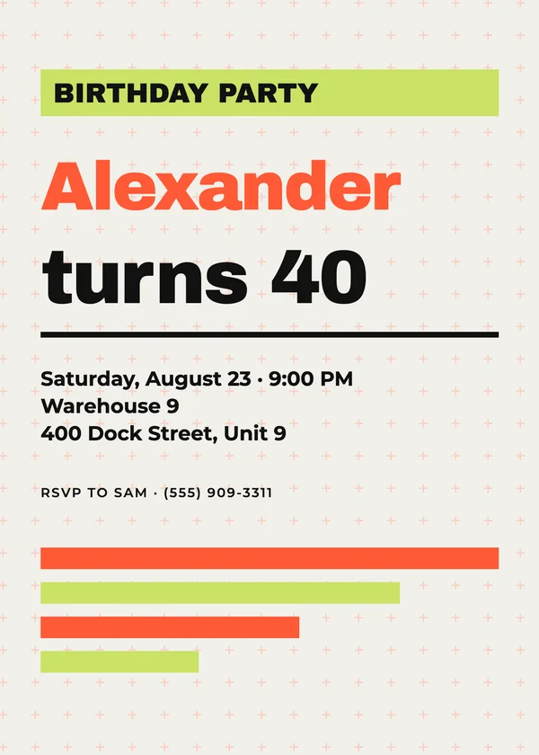 Brutal Sans — Modern Type birthday invitation