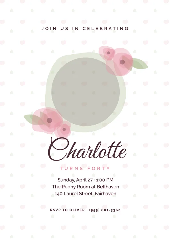 Watercolor Floral — Botanical birthday invitation with a photo window