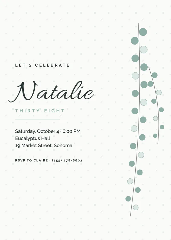 Eucalyptus — Botanical birthday invitation