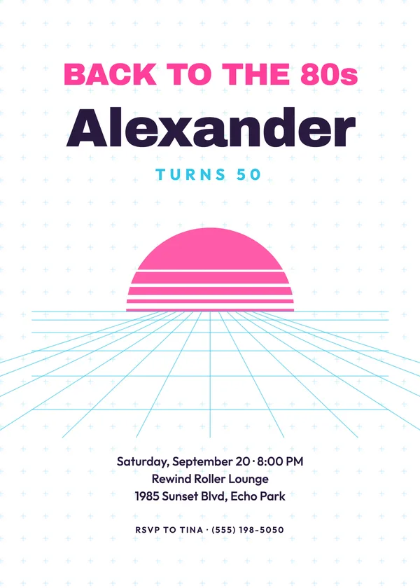 Eighties Neon — Decades birthday invitation