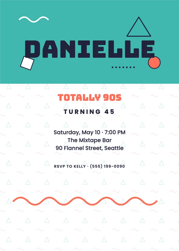 Nineties Pattern — Decades birthday invitation