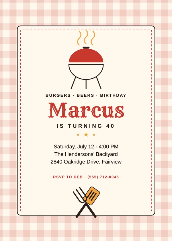 BBQ — Backyard birthday invitation