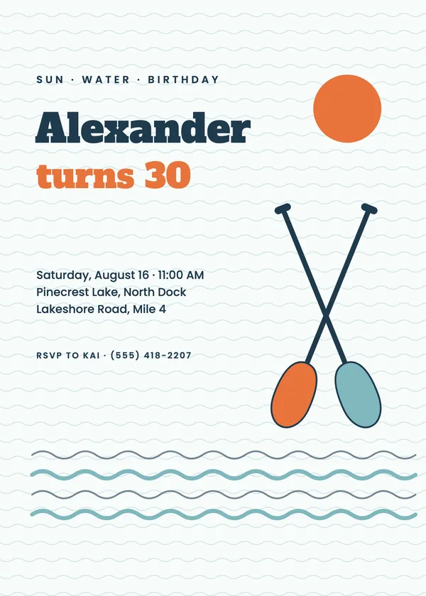 Lake Day — Backyard birthday invitation