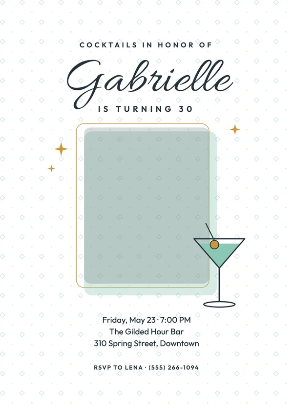 Cocktail Hour — Night Out birthday invitation with a photo window