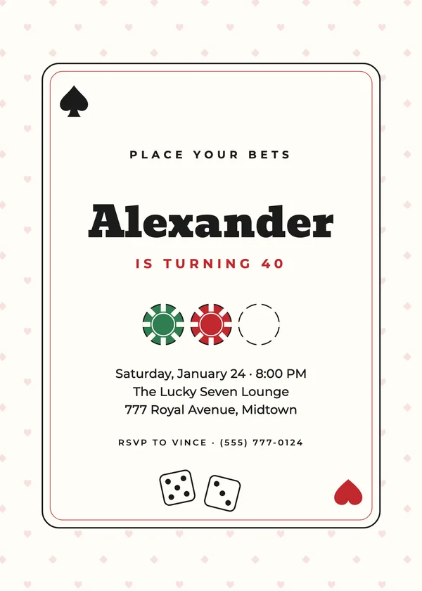 Casino Night — Night Out birthday invitation