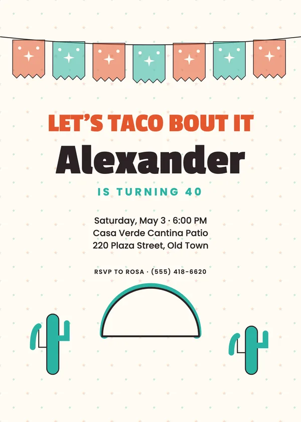 Taco Fiesta — Fiesta & Feast birthday invitation