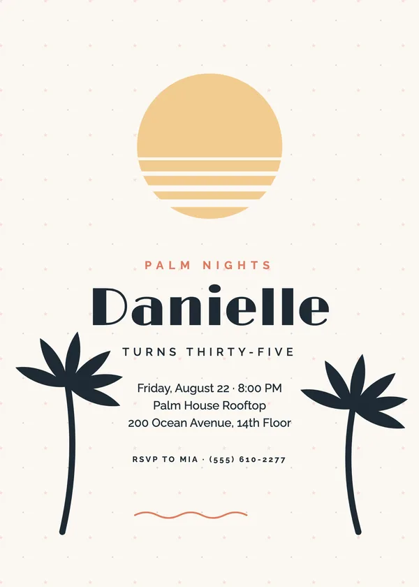 Palm Nights — Tropical birthday invitation