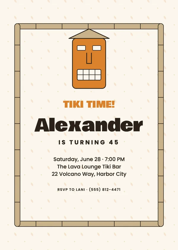 Tiki — Tropical birthday invitation