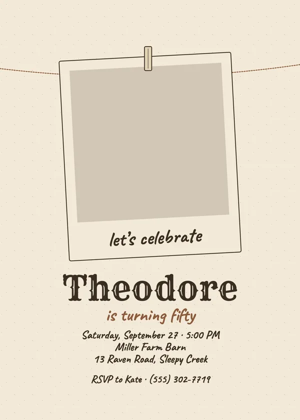 Kraft — Rustic birthday invitation with a photo window