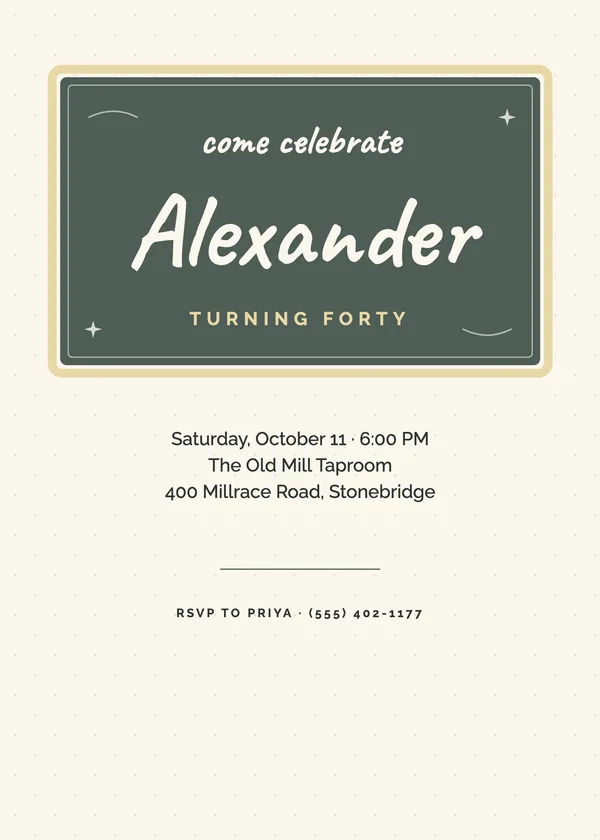 Chalkboard — Rustic birthday invitation