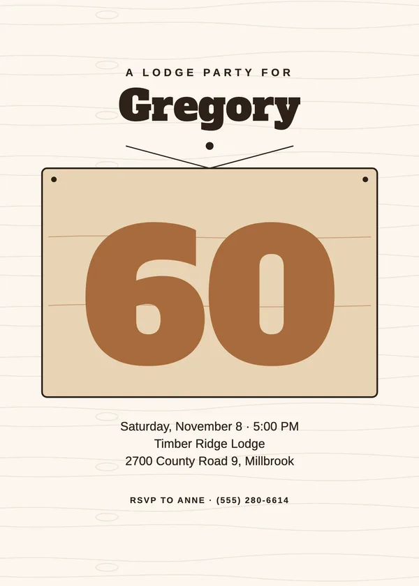 Woodgrain — Rustic birthday invitation
