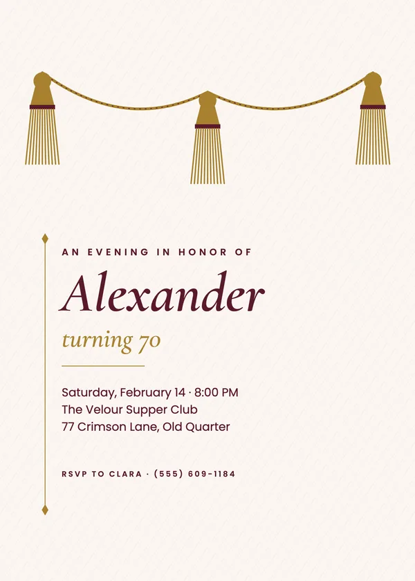 Burgundy Velvet — Formal birthday invitation