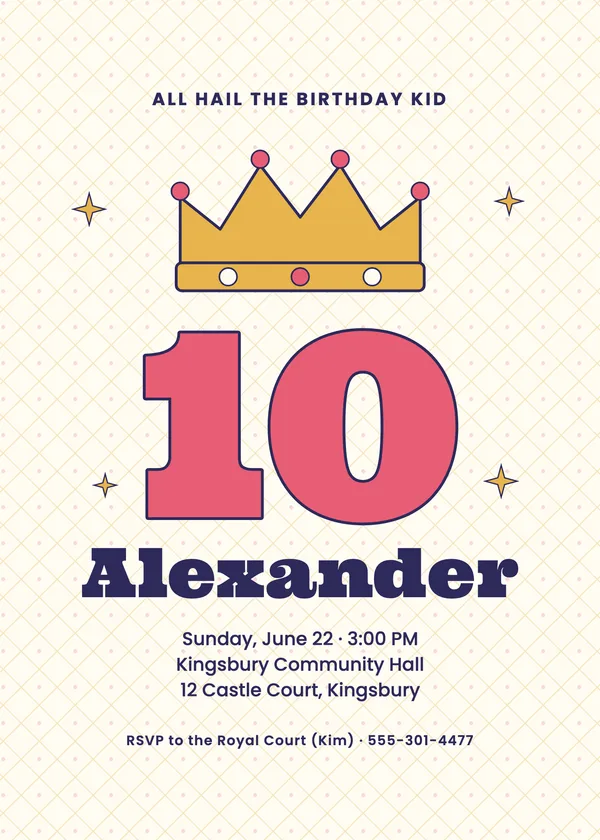 Royal Crown — Royal Party birthday invitation