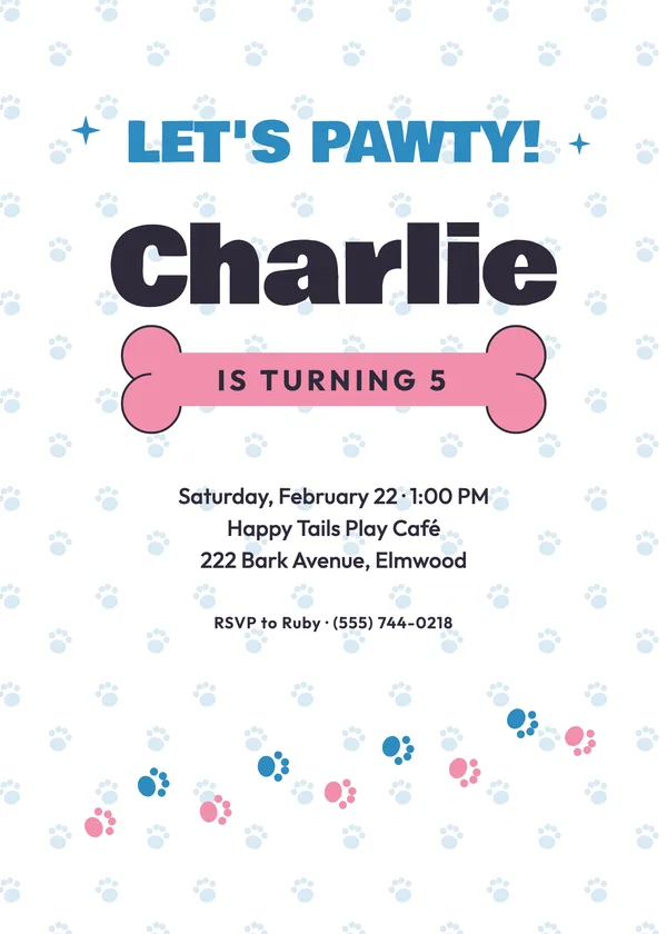 Puppy Party — Animal Friends birthday invitation