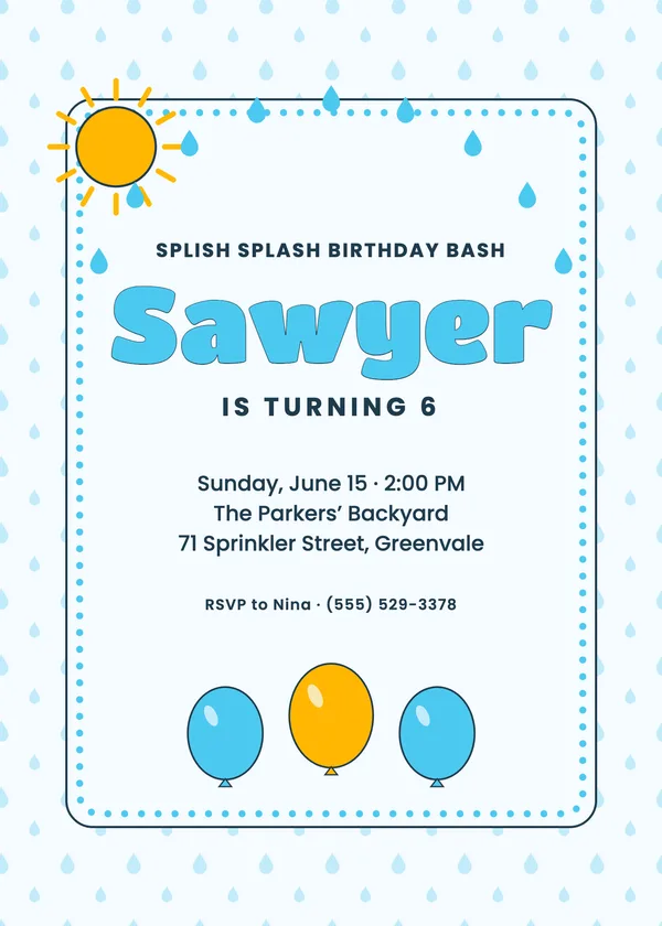 Backyard Splash — Splash & Sun birthday invitation