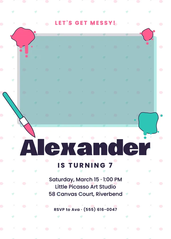 Art Splatter — Make & Do birthday invitation with a photo window