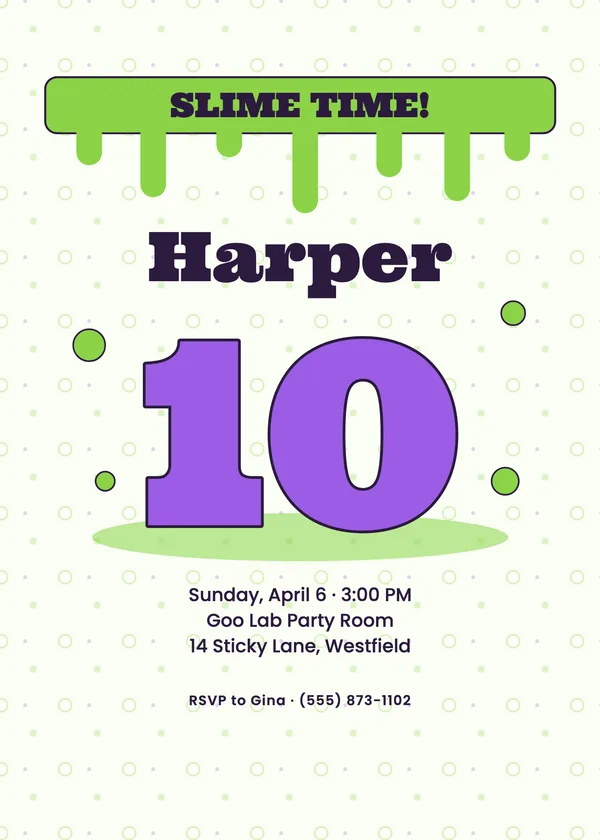 Slime Time — Make & Do birthday invitation