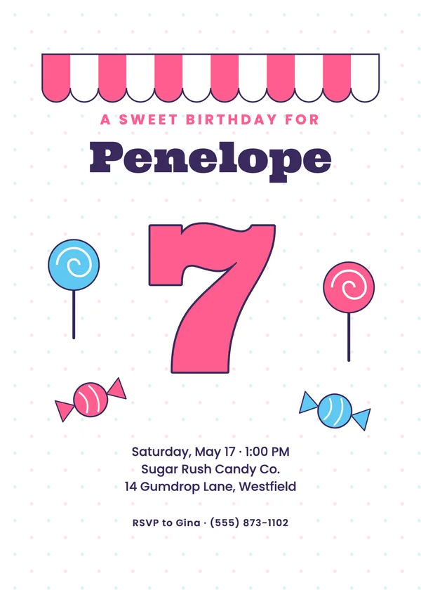 Candy Shop — Sweet Treats birthday invitation