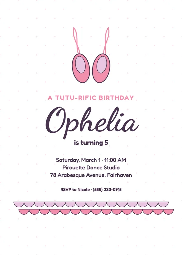 Ballerina — Little Dreamers birthday invitation