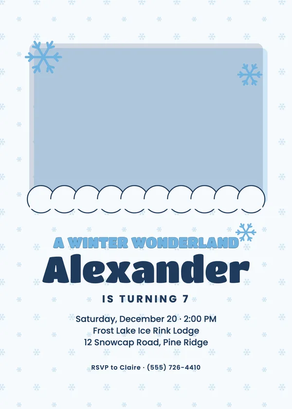 Winter Wonderland — Seasons birthday invitation with a photo window