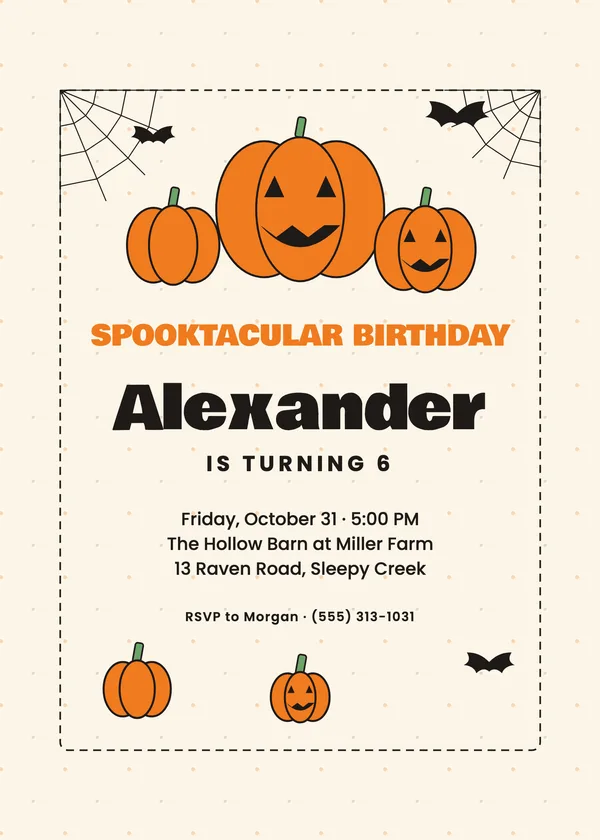Spooky October — Seasons birthday invitation