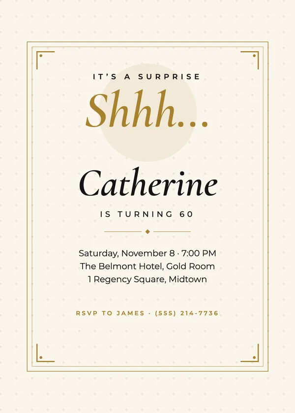 Shhh Gold — Shhh Milestone birthday invitation