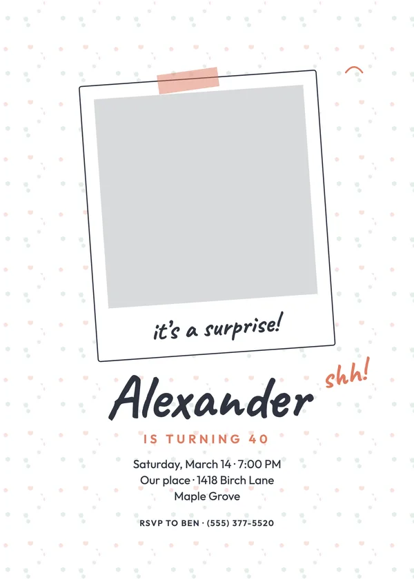 Keep It Secret — Surprise Classic birthday invitation with a photo window