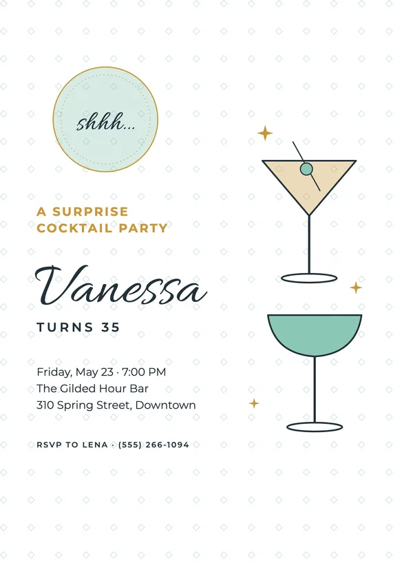 Surprise Cocktails — Surprise Meal birthday invitation