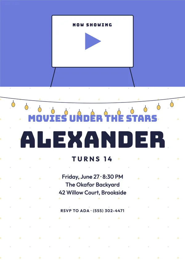 Backyard Movie — Outdoors birthday invitation
