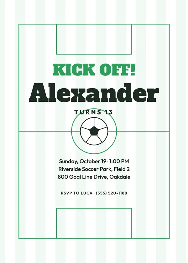 Pitch — Sports birthday invitation