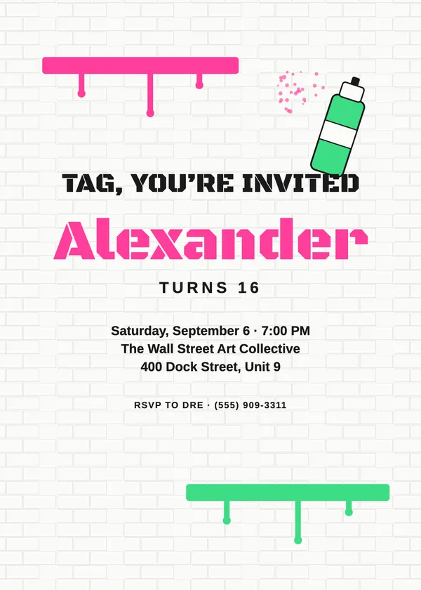 Graffiti — Street & Sound birthday invitation