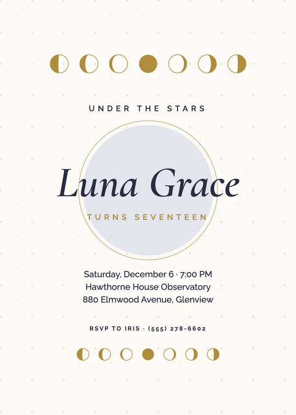 Celestial Moon — Aesthetic birthday invitation