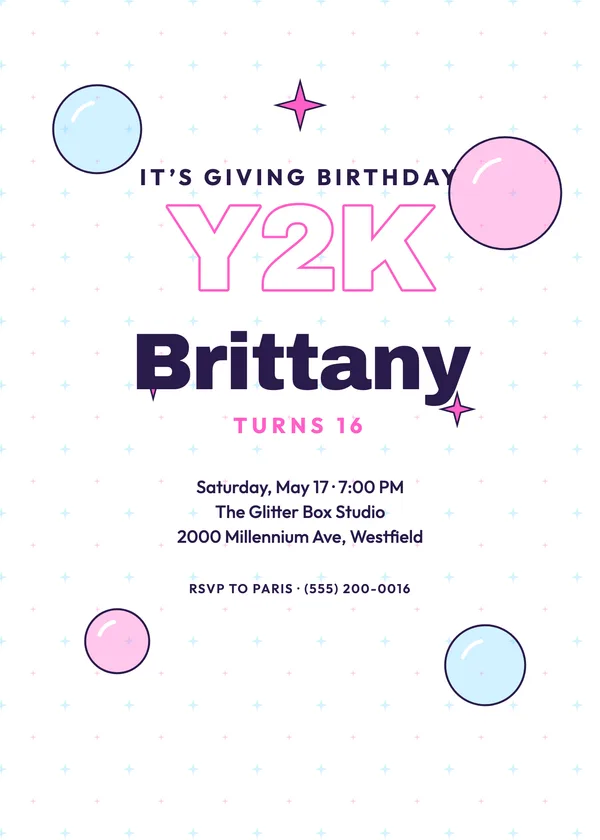 Y2K — Retro Teen birthday invitation