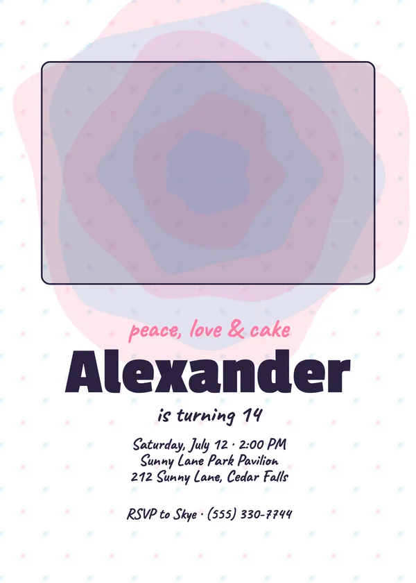 Tie-Dye — Retro Teen birthday invitation with a photo window