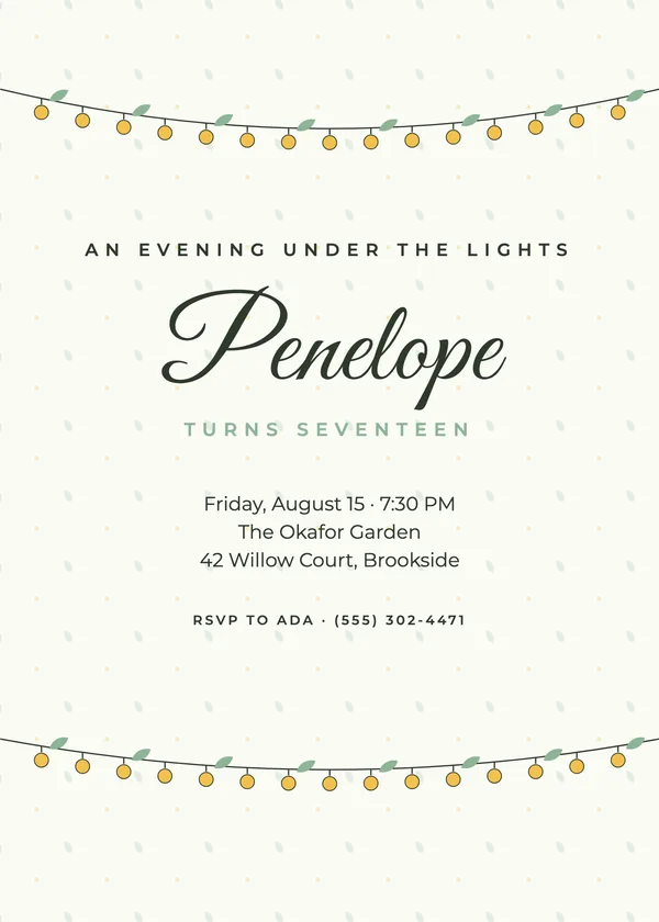 Garden Lights — Picnic & Boho birthday invitation