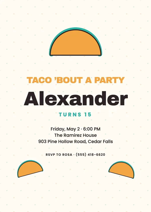 Taco Night — Pizza & Pool birthday invitation