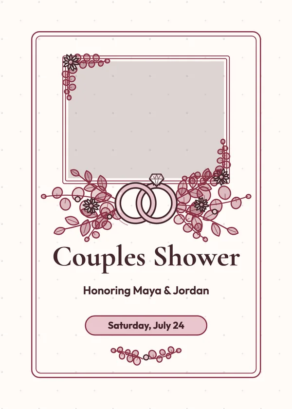 Couples Shower — Couples & Co-ed bridal shower invitation with a photo window