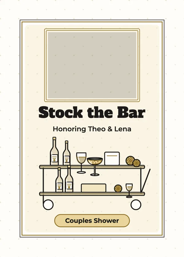 Stock the Bar — Couples & Co-ed bridal shower invitation with a photo window