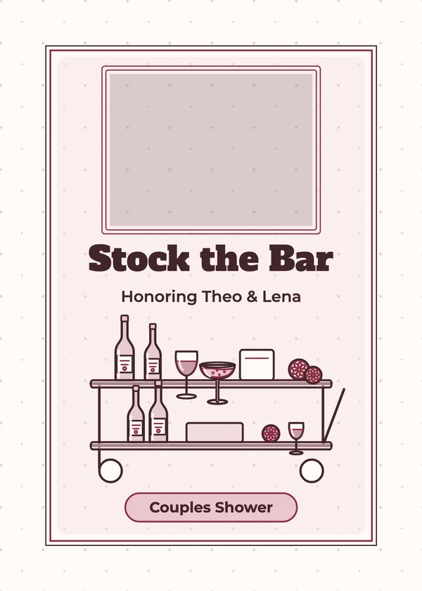 Stock the Bar — Couples & Co-ed bridal shower invitation with a photo window