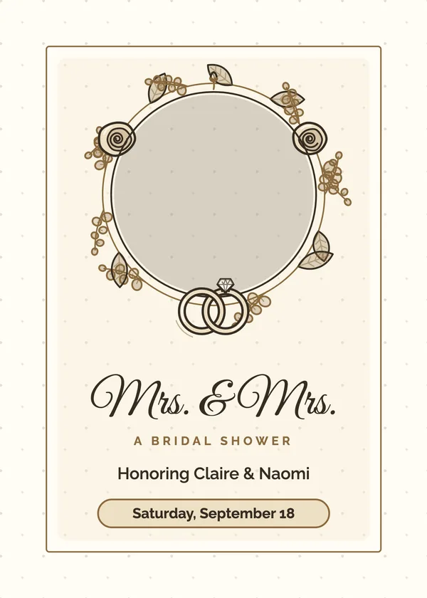 Mrs. & Mrs. — Two Brides bridal shower invitation with a photo window