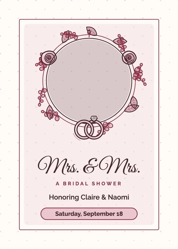 Mrs. & Mrs. — Two Brides bridal shower invitation with a photo window