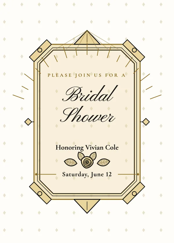 Gold Geometric — Black & Gold Glam bridal shower invitation