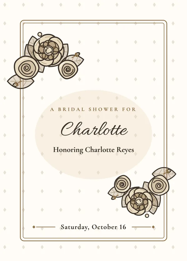 Navy Floral — Navy & Gold bridal shower invitation