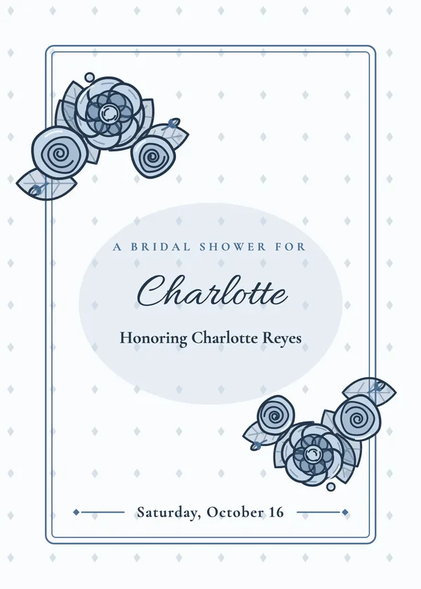 Navy Floral — Navy & Gold bridal shower invitation