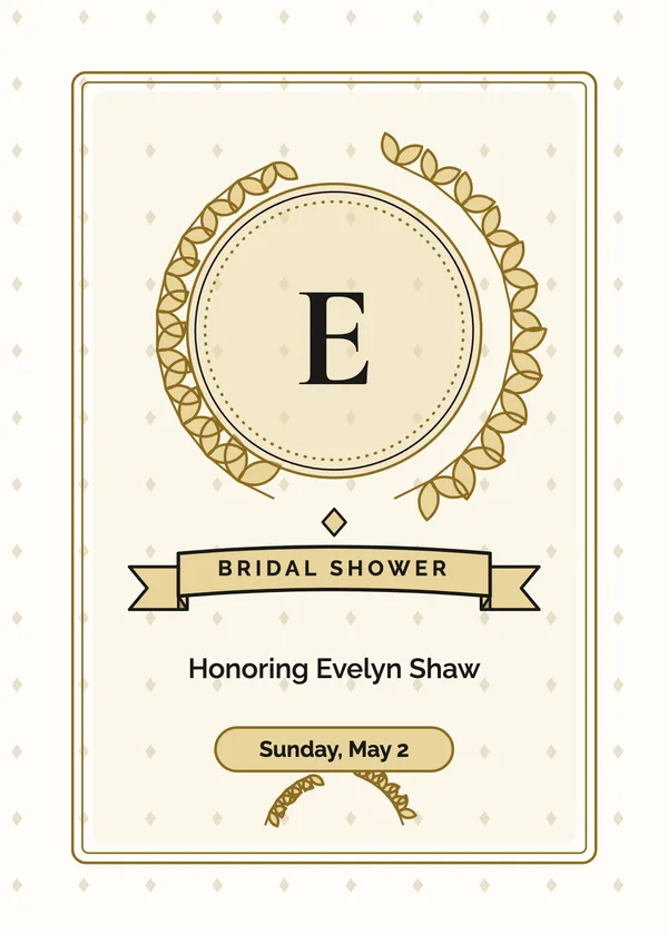 Laurel Monogram — Navy & Gold bridal shower invitation