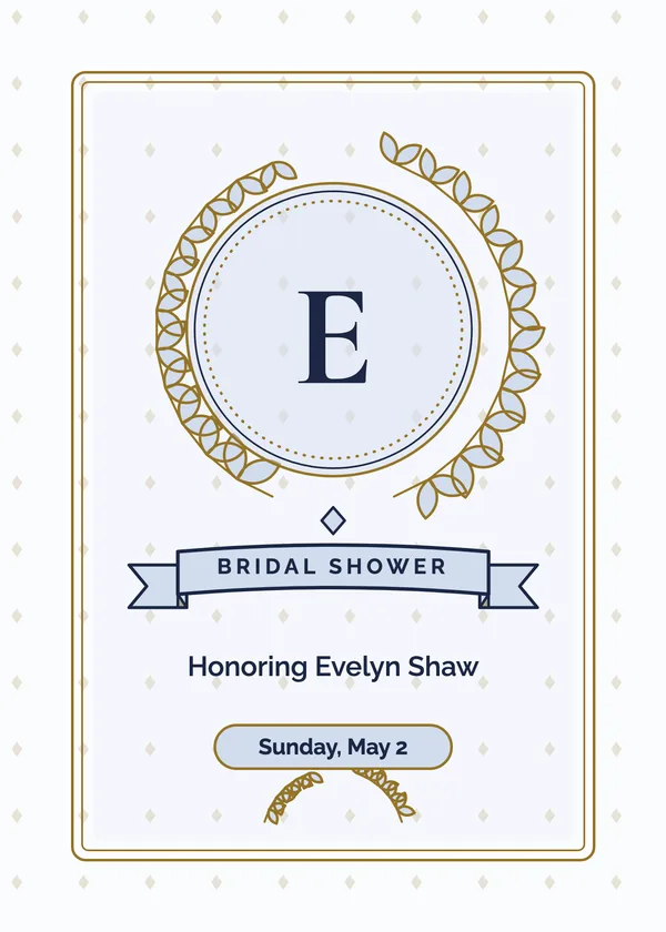 Laurel Monogram — Navy & Gold bridal shower invitation