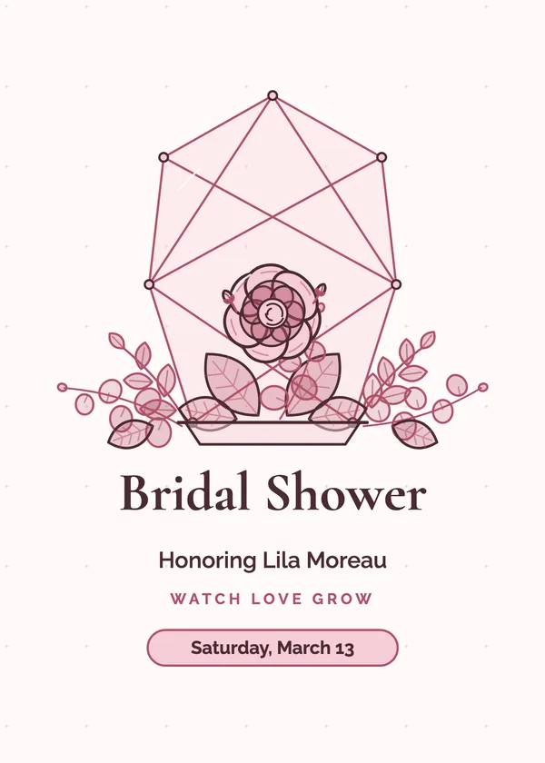 Terrarium Frame — Blush & Rose Gold bridal shower invitation